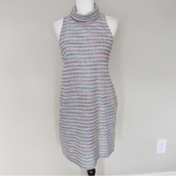 Anthropologie rainbow knit striped high neck sleeveless dress - Picture 1 of 7
